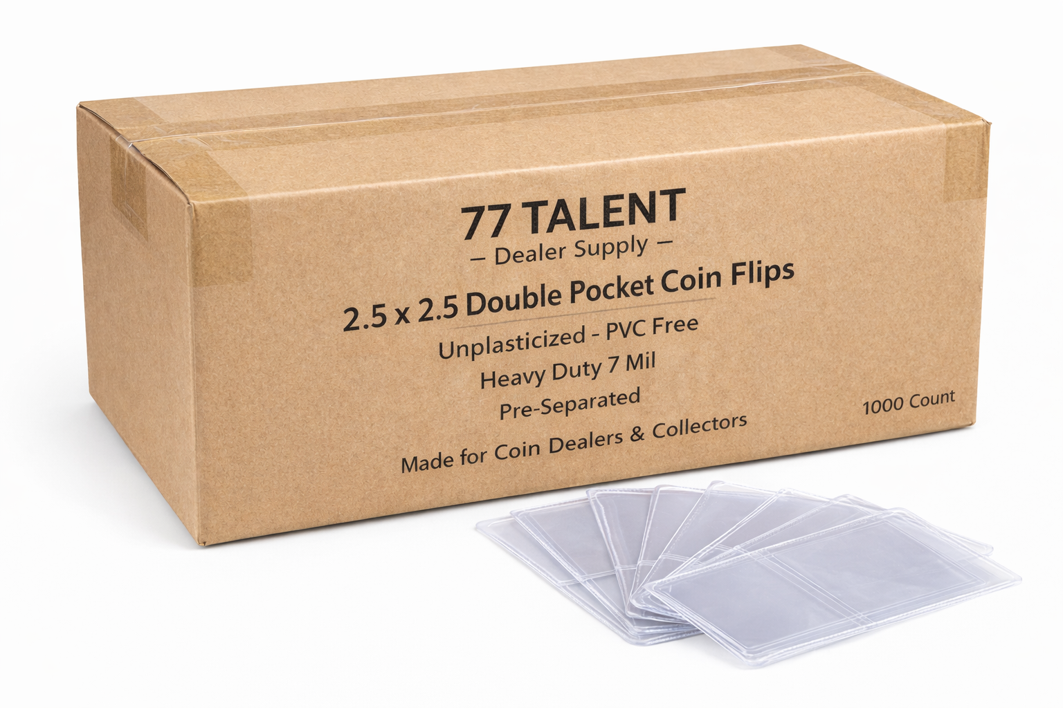 2.5 x 2.5 Unplasticized Coin Flips - 1000 PK