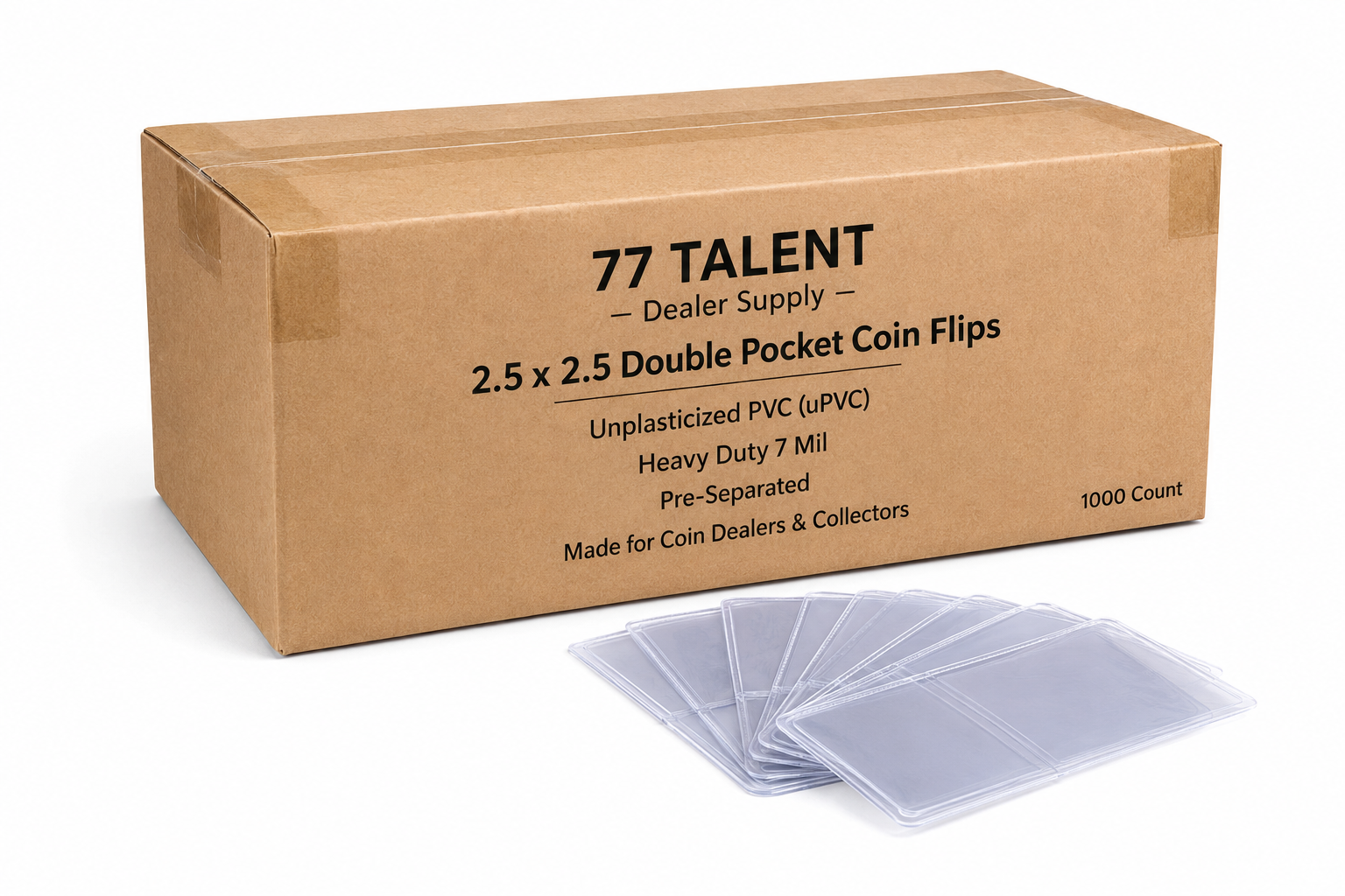 2.5 x 2.5 Unplasticized Coin Flips - 1000 PK